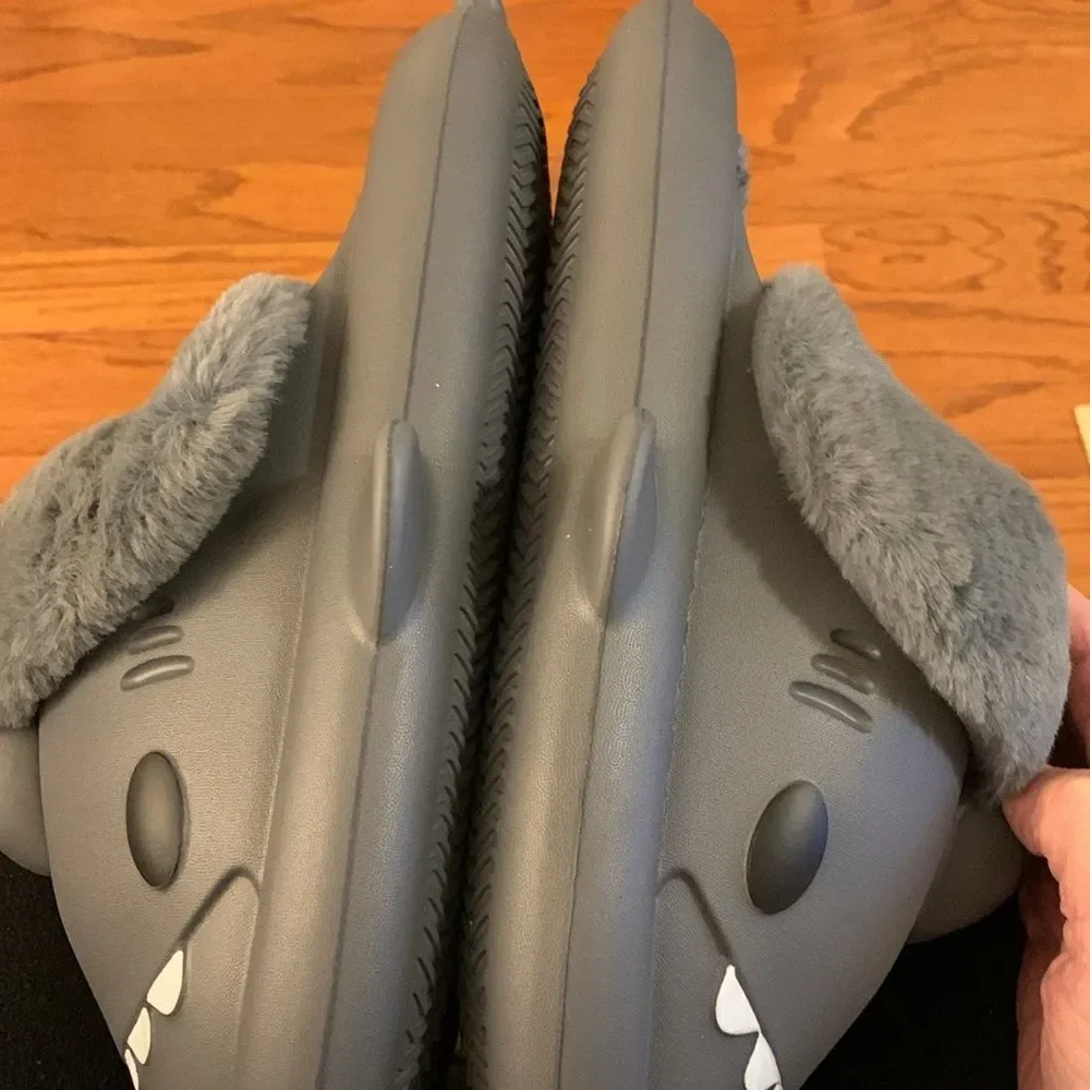 Shark furry (one pair) house slippers.  I have three Size 36-37